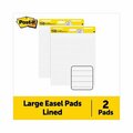 Post-It SELF-STICK EASEL PADS, RULED 1 1/2in, 25 X 30, WHITE, 2PK 561WLVAD2PK